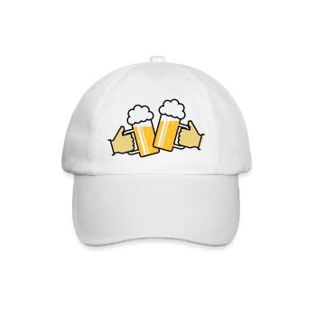 Maßkrüge Stoßen An Mit Hand! (Bier / Bierkrüge 3C) - Baseballkappe - Weiß/Weiß - Vorne