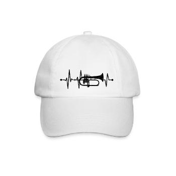 Flügelhorn Herzschlag Orchester Musiker Blasmusik - Baseballkappe - Weiß/Weiß - Vorne