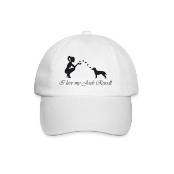Jack Russell Terrier mit Frau - Baseballkappe - Weiß/Weiß - Vorne