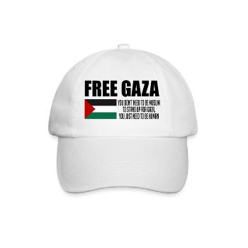 Free Gaza, Palestine Flag, Save Gaza, Palestina - Baseballkappe - Weiß/Weiß - Vorne