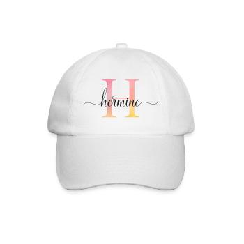 H | Monogramm | Name | Hermine |Watercolor - Baseballkappe - Weiß/Weiß - Vorne