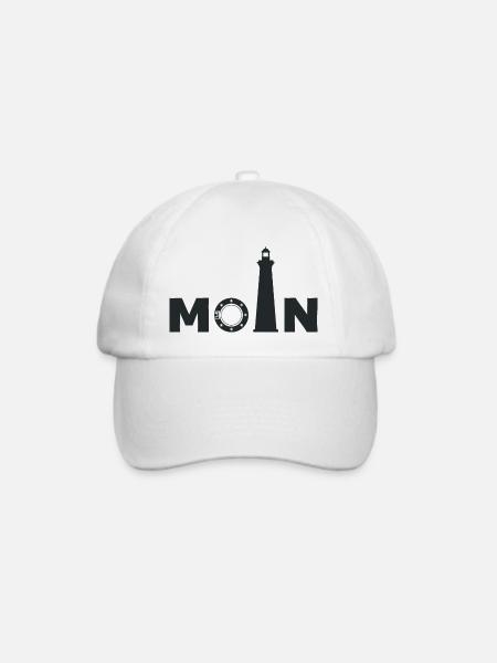 Am Leuchtturm sagt man "Moin" - Baseballkappe - Weiß/Weiß