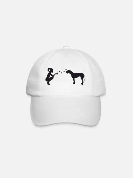 Deutsche Dogge mit Frau - Baseballkappe - Weiß/Weiß