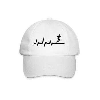 Laufen, Läufer EKG Puls, Herzschlag - Baseballkappe - Weiß/Weiß - Vorne