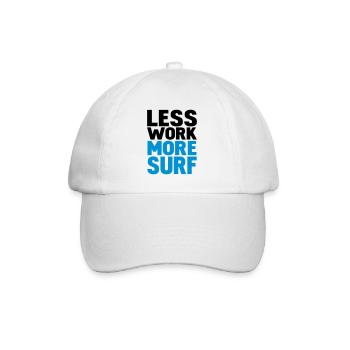 less work more surf - Baseballkappe - Weiß/Weiß - Vorne