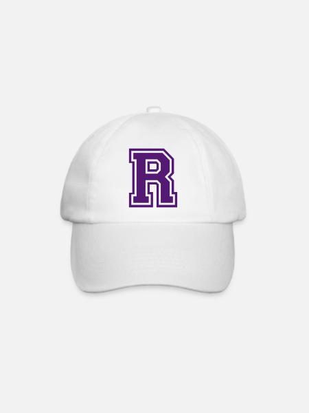 Buchstabe R - Baseballkappe - Weiß/Weiß