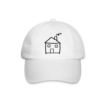 Haus Kinderzeichnung - Baseballkappe - Weiß/Weiß - Vorne