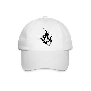 brennendes Herz - Baseballkappe - Weiß/Weiß - Vorne