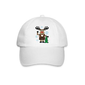 46 Hirsch Rudolph witzig Tannenbaum Schnee Winter - Baseballkappe - Weiß/Weiß - Vorne