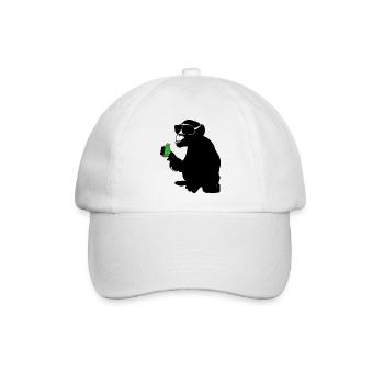 affe mit handgranate - Baseballkappe - Weiß/Weiß - Vorne