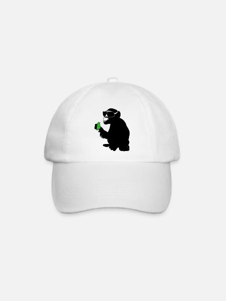 affe mit handgranate - Baseballkappe - Weiß/Weiß