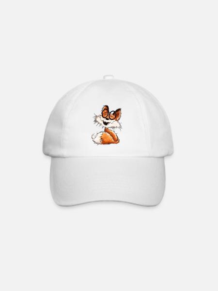 Niedlicher kleiner Schlaufuchs mit Brille - Fuchs - Baseballkappe - Weiß/Weiß