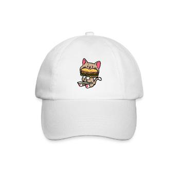 niedliche Katze Burg Cheeseburger Fast Food hunger - Baseballkappe - Weiß/Weiß - Vorne