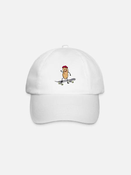 Skateboard Skater Sport Erdnuss Erdnüsse Nuss Kind - Baseballkappe - Weiß/Weiß