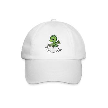 Baby Geburt Ei Eier schlüpfen Dino Drachen Fantasy - Baseballkappe - Weiß/Weiß - Vorne
