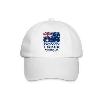 Australien - Down Under - Vintage Look - Baseballkappe - Weiß/Weiß - Vorne
