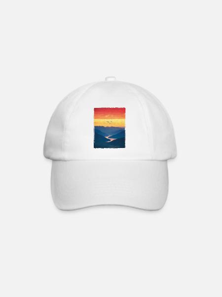 Landschaft / Berge / Sonnenuntergang / Romantisch - Baseballkappe - Weiß/Weiß