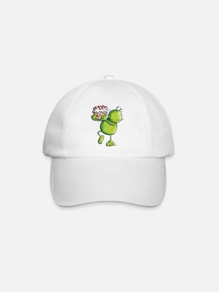 Frosch mit Kuchen - Baseballkappe - Weiß/Weiß
