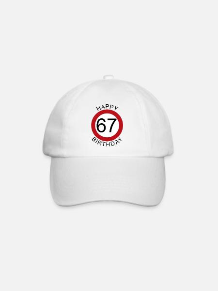 Happy Birthday 67 Verkehrsschild Geburtstag - Baseballkappe - Weiß/Weiß