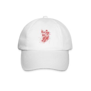 Rote Rosen Spritzer Muster - Baseballkappe - Weiß/Weiß - Vorne