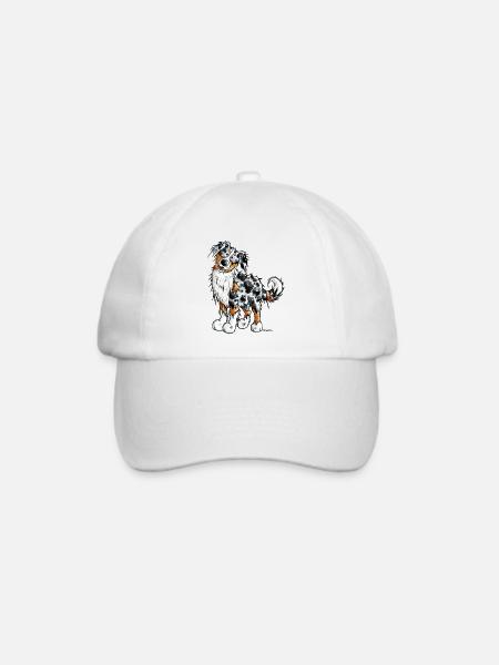 Witziger Australian Shepherd - Baseballkappe - Weiß/Weiß