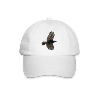 Fliegende Krähe - Baseballkappe - Weiß/Weiß - Vorne