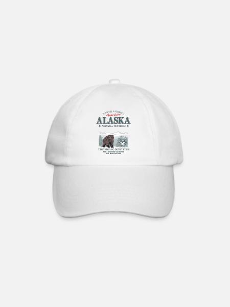 Alaska - Grizzly Bear - Baseballkappe - Weiß/Weiß