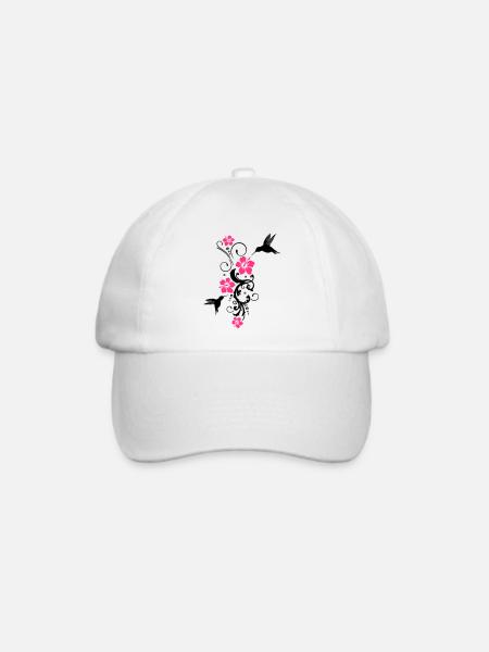 Kolibri Hibiskus Sommer Hummingbird - Baseballkappe - Weiß/Weiß