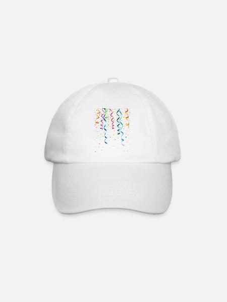 Silvester. Bunte Luftschlangen mit Konfetti. - Baseballkappe - Weiß/Weiß