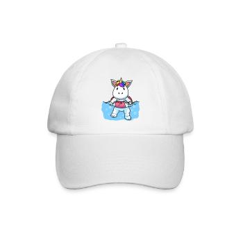 Einhorn Baby Schwimmen Schwimmbad Freizeit Kinder - Baseballkappe - Weiß/Weiß - Vorne