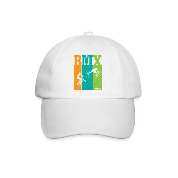 BMX Farbblock Rider Silhouetten - Baseballkappe - Weiß/Weiß - Vorne