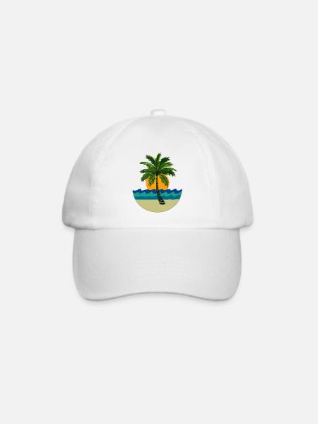 Palme, Sonne, Strand - Baseballkappe - Weiß/Weiß