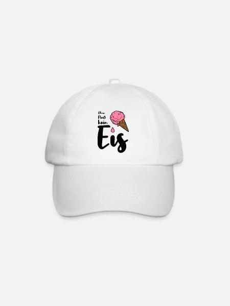 Ohne Fleiß kein Eis Spruch Eisverkäufer Sommer - Baseballkappe - Weiß/Weiß