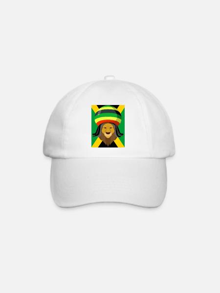 Rasta Lion in Jamaica - Baseballkappe - Weiß/Weiß