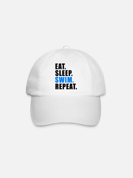 EAT SLEEP SWIM REPEAT GESCHENK SCHWIMMER SCHWIMMEN - Baseballkappe - Weiß/Weiß