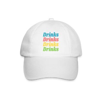 Drinks Drinks Drinks Drinks / Sprüche / Trend - Baseballkappe - Weiß/Weiß - Vorne