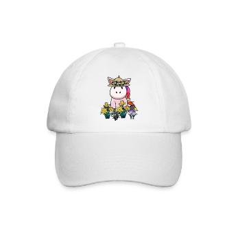 Einhorn Fabelwesen Sommer Blumen Fantasy Botanik - Baseballkappe - Weiß/Weiß - Vorne