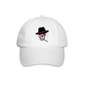 Mafia Gangster Italien Chef Totenkopf Killer Tod - Baseballkappe - Weiß/Weiß - Vorne