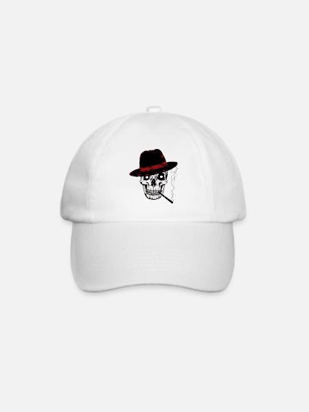 Mafia Gangster Italien Chef Totenkopf Killer Tod - Baseballkappe - Weiß/Weiß