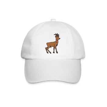 Reh - Tier - Hirsch - Baseballkappe - Weiß/Weiß - Vorne