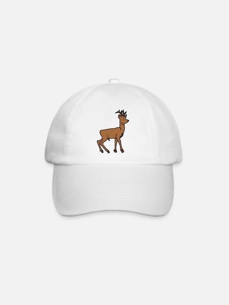 Reh - Tier - Hirsch - Baseballkappe - Weiß/Weiß