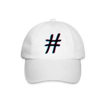 3D Effekt Hashtag - Baseballkappe - Weiß/Weiß - Vorne