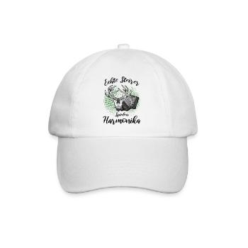 Echte Steirer spielen Harmonika Hirsch Steirische - Baseballkappe - Weiß/Weiß - Vorne