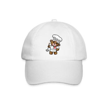 Teddybär Koch Kochmütze Kelle Suppen Küche - Baseballkappe - Weiß/Weiß - Vorne