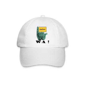 Aachen, wa ! - Ortsschild Aachen mit Klenkes - Baseballkappe - Weiß/Weiß - Vorne