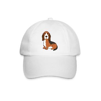 Basset Hound - Baseballkappe - Weiß/Weiß - Vorne