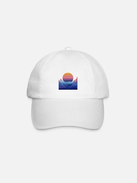 Synthwave Sunset Design - Baseballkappe - Weiß/Weiß