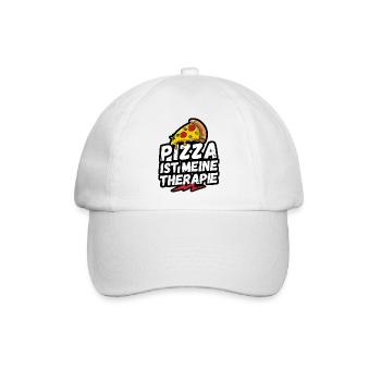 Pizza ist meine Therapie, Ich liebe Pizza, Pizza - Baseballkappe - Weiß/Weiß - Vorne