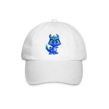 Baby Drache Blau | Niedlicher blauer Baby Drache - Baseballkappe - Weiß/Weiß - Vorne