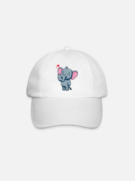 Süßer Baby Elefant mit Herz - Baseballkappe - Weiß/Weiß
